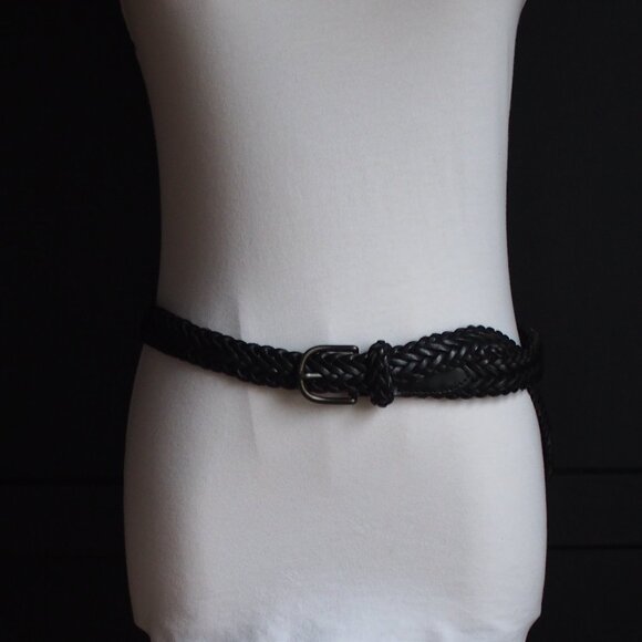Lands' End | Like NEW Black Leather Braided Belt - Picture 1 of 7
